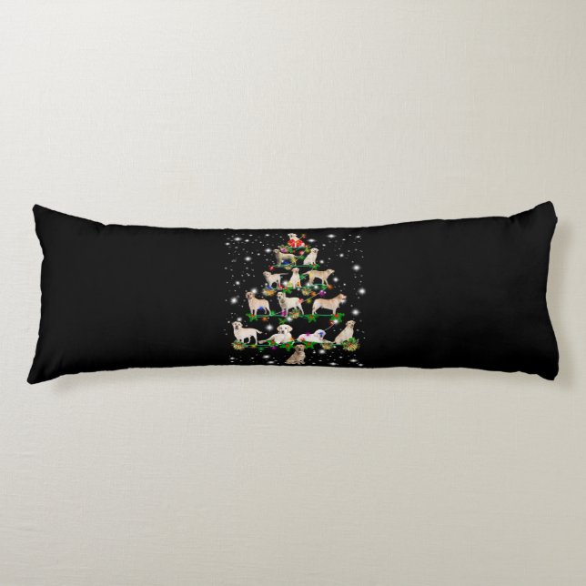 Labrador Christmas Tree Covered By Flashlight Body Pillow (Front)