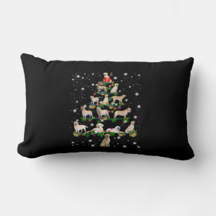 Labrador Christmas Tree Covered By Flashlight Lumbar Pillow