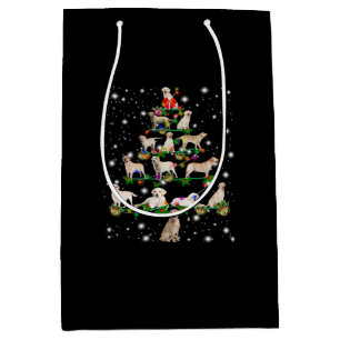 Labrador Christmas Tree Covered By Flashlight Medium Gift Bag