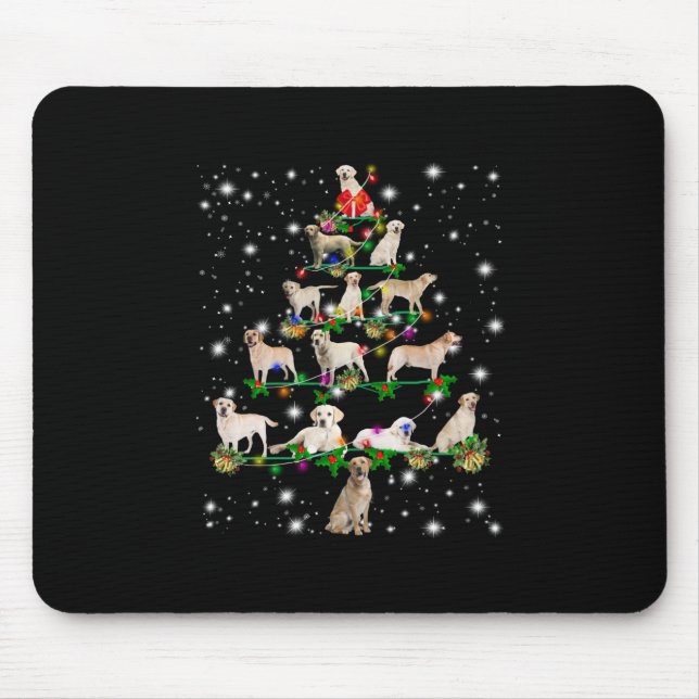 Labrador Christmas Tree Covered By Flashlight Mouse Pad (Front)