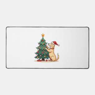Labrador Christmas Tree Helper dog Desk Mat