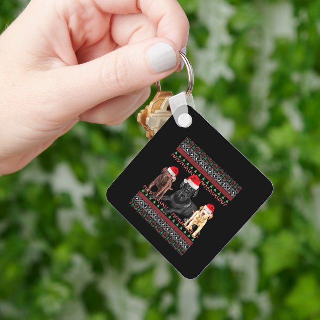 Labrador Christmas Ugly Black Lab Chocolate Labrad Keychain (Hand)
