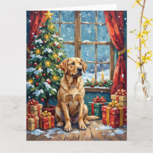 Labrador Christmas Under The Tree Card