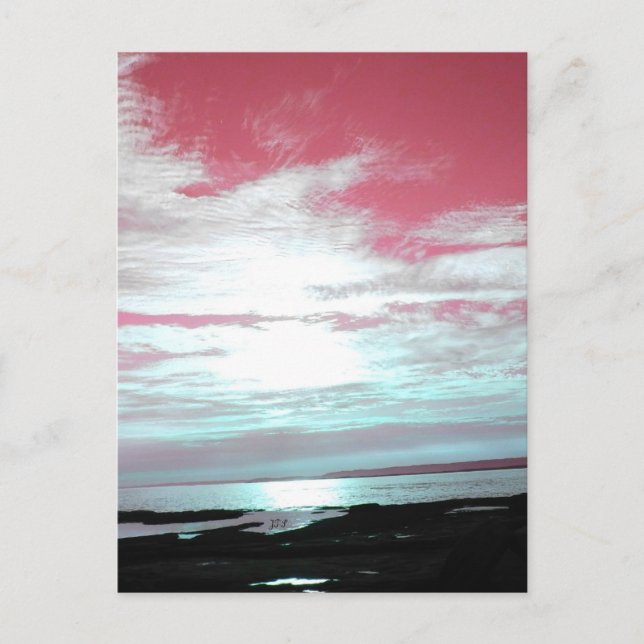 Labrador Coast Pink Skies and Beach Postcard (Front)
