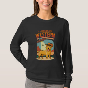 Labrador Cowboy UFO Funny Western Alien Dog T-Shirt