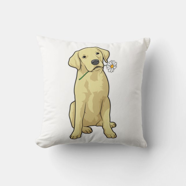 Labrador Daisy Throw Pillow (Front)