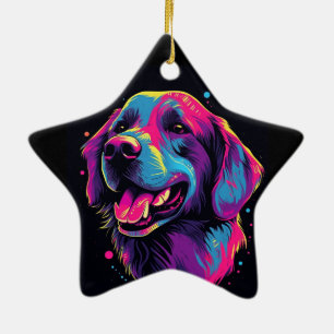 Labrador Dog Aesthetic Vaporwave Ceramic Ornament