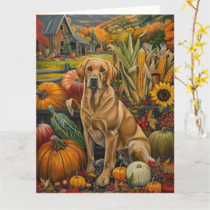 Labrador Dog Autumn Harvest Thanksgiving Card