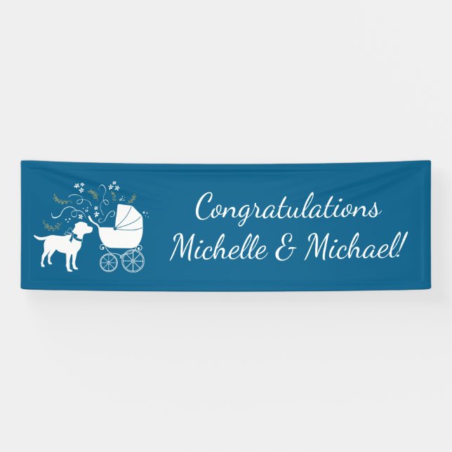 Labrador Dog Baby Shower Blue Boy Lab Banner (Horizontal)