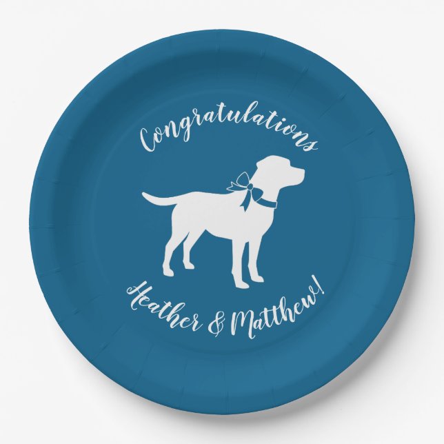 Labrador Dog Baby Shower Blue Boy Lab Paper Plate (Front)