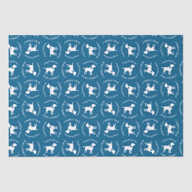 Labrador Dog Baby Shower Blue Boy Lab Tissue Paper (Front)