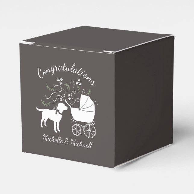 Labrador Dog Baby Shower Lab Grey Gender Neutral Favor Box (Front Side)