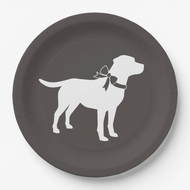 Labrador Dog Baby Shower Lab Grey Gender Neutral Paper Plate (Front)
