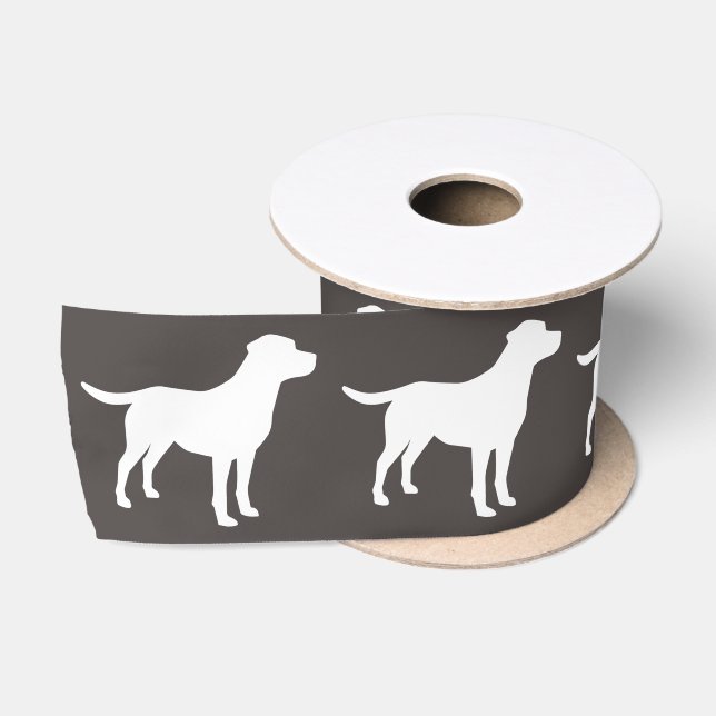 Labrador Dog Baby Shower Lab Grey Gender Neutral Satin Ribbon (Spool)