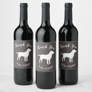 Labrador Dog Baby Shower Lab Grey Gender Neutral Wine Label