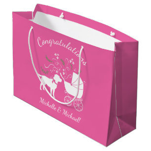 Labrador Dog Baby Shower Pink Girl Lab Large Gift Bag