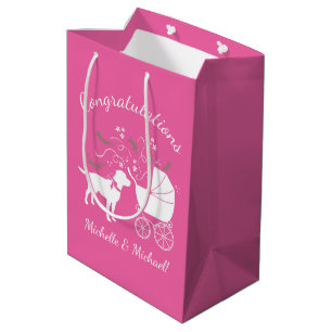 Labrador Dog Baby Shower Pink Girl Lab Medium Gift Bag