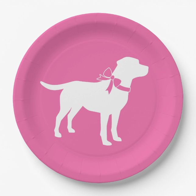Labrador Dog Baby Shower Pink Girl Lab Paper Plate (Front)