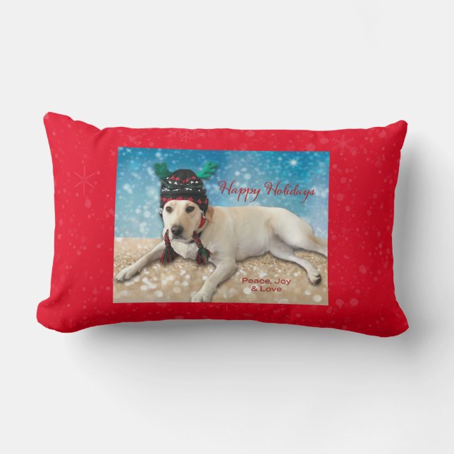Labrador Dog Christmas Cute Festive Throw Pillow (Front)
