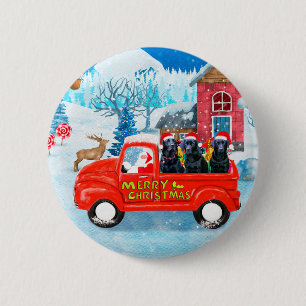 Labrador Dog Christmas Delivery Truck Snow 2 Inch Round Button
