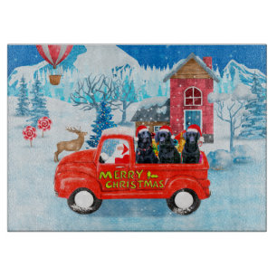 Labrador Dog Christmas Delivery Truck Snow Cutting Board