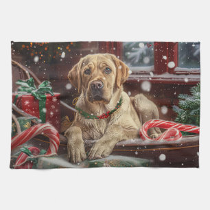 Labrador Dog Christmas Festive Kitchen Towel
