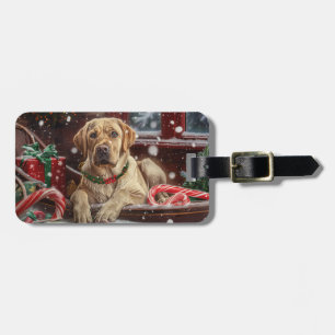 Labrador Dog Christmas Festive Luggage Tag