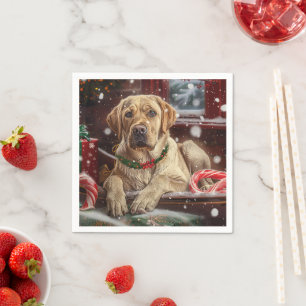 Labrador Dog Christmas Festive Napkin