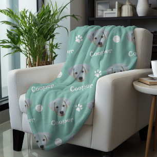 Labrador Dog, Green Custom Name Fleece Blanket