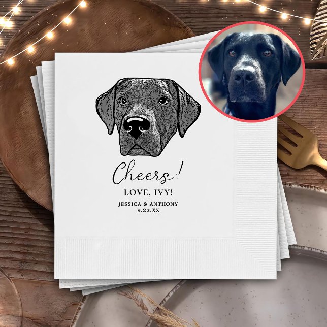 Labrador Dog Hand Drawing Personalized Cheers Napkin (Creator Uploaded)