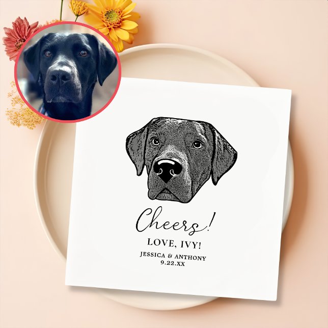 Labrador Dog Hand Drawing Personalized Cheers Napkin (Creator Uploaded)