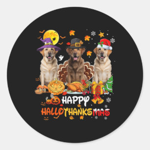 Labrador Dog Happy Halloween Thanksgiving Merry Ch Classic Round Sticker