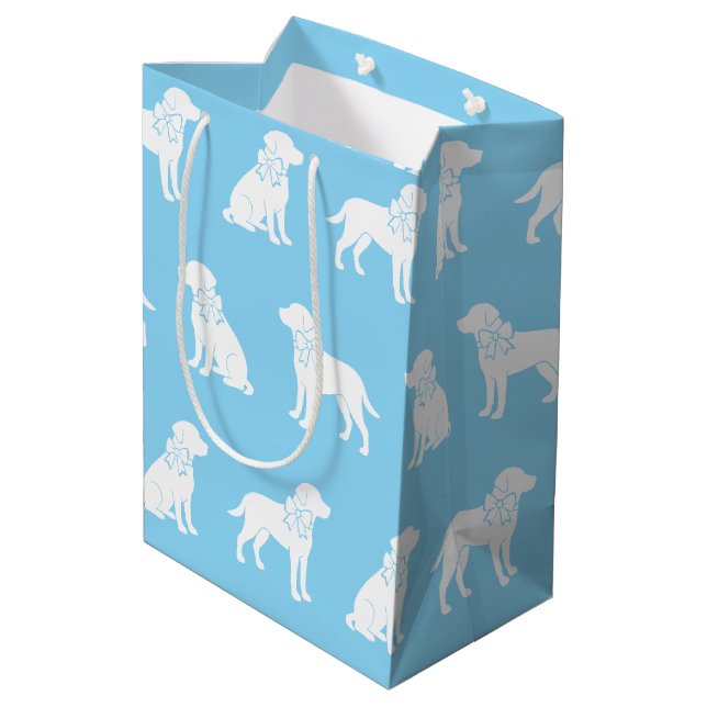  Labrador Dog In Big Gift Bow Medium Gift Bag (Back Angled)