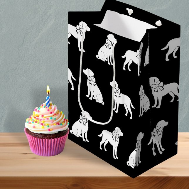  Labrador Dog In Big Gift Bow Medium Gift Bag (Labrador Dog In Big Gift Bow Medium Gift Bag by Ricaso. Ideal for birthdays, Valentines & more )