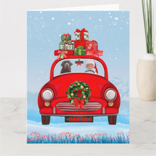 Labrador Dog In Car With Santa Claus Card