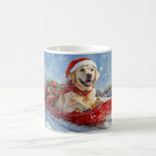 Labrador Dog in Sledge Let it Snow Christmas Coffee Mug