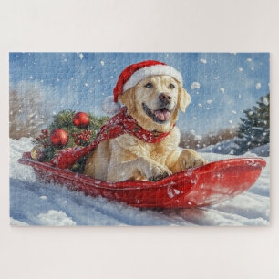 Labrador Dog in Sledge Let it Snow Christmas Jigsaw Puzzle
