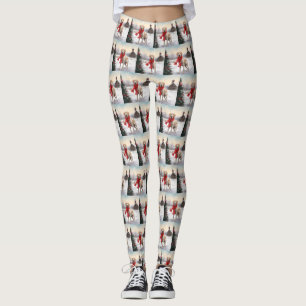 Labrador Dog in Snow Christmas Leggings