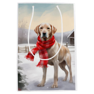 Labrador Dog in Snow Christmas Medium Gift Bag