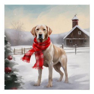 Labrador Dog in Snow Christmas Poster