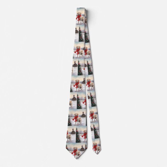 Labrador Dog in Snow Christmas Tie (Front)