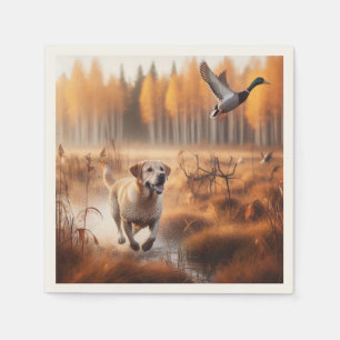 Labrador/dog in the autumn duck hunt napkin