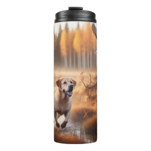 Labrador/dog in the autumn duck hunt thermal tumbler