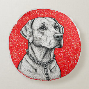 Labrador dog Inside Decorative circle Round Pillow