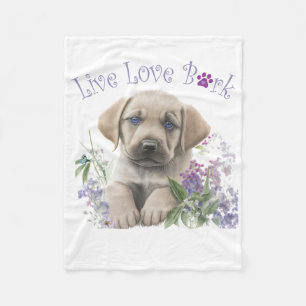 Labrador Dog Mom Floral Fleece Blanket
