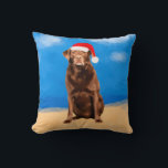 Labrador Dog on Beach Christmas Holiday Throw Pillow<br><div class="desc">Labrador Dog on Beach Christmas Holiday Throw Pillow.Christmas Digital Hand Painting Square Pillow. perfect gift idea for someone who love this dog breed</div>