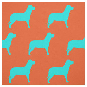 Labrador Dog Orange And Teal Pattern Fabric