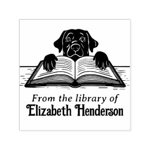 Labrador Dog Paws on Open Book  Library Book Name Self-inking Stamp