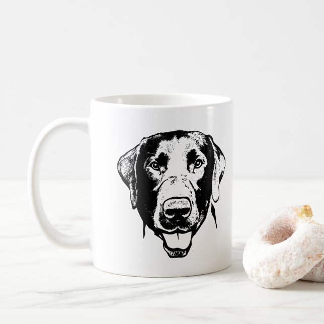 Labrador Dog Personalized Drawing Coffee Mug (With Donut)