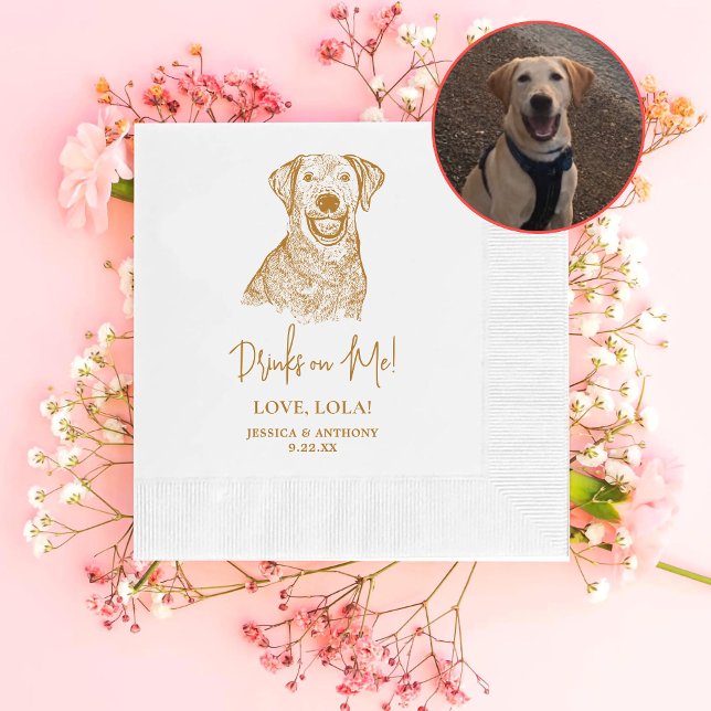 Labrador Dog Personalized Drinks on Me Napkin (Creator Uploaded)